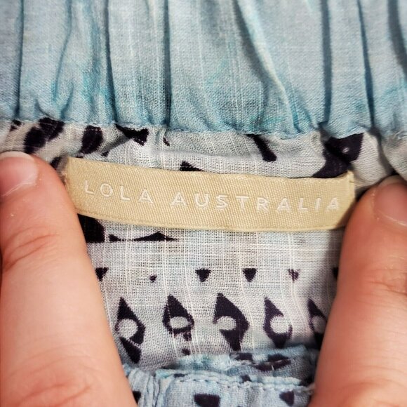 Lola Australia Womens Ruffled Midi Dress Size XS Blue Tropical Beach Peasant - Picture 3 of 12